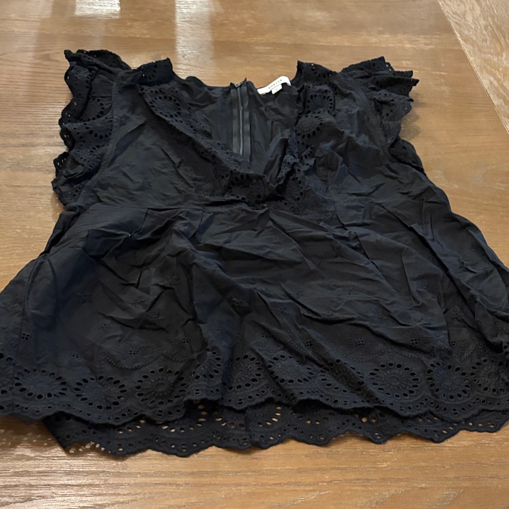 Chic Black Eyelet Women's Blouse